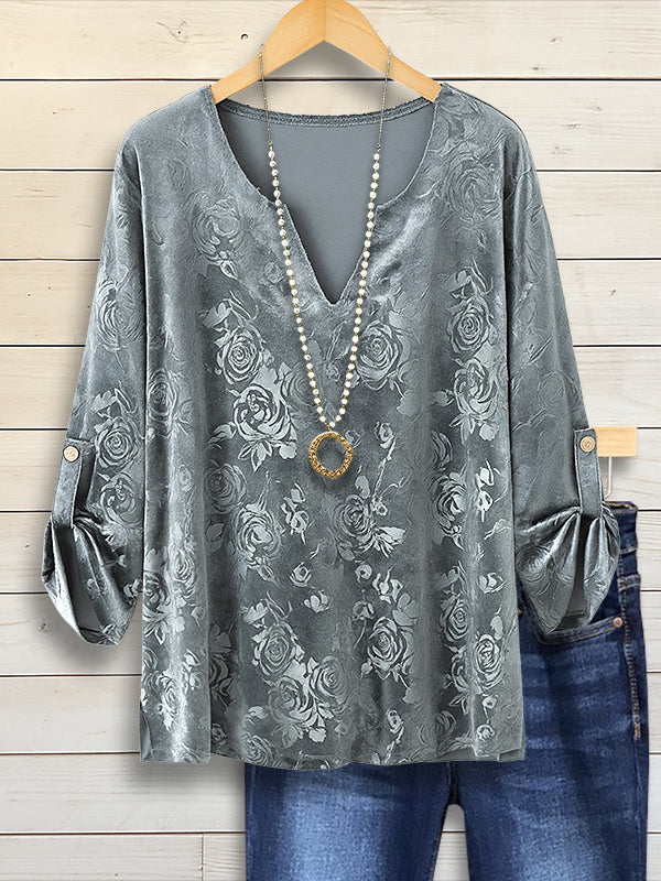 Silver Rose Jacquard Top