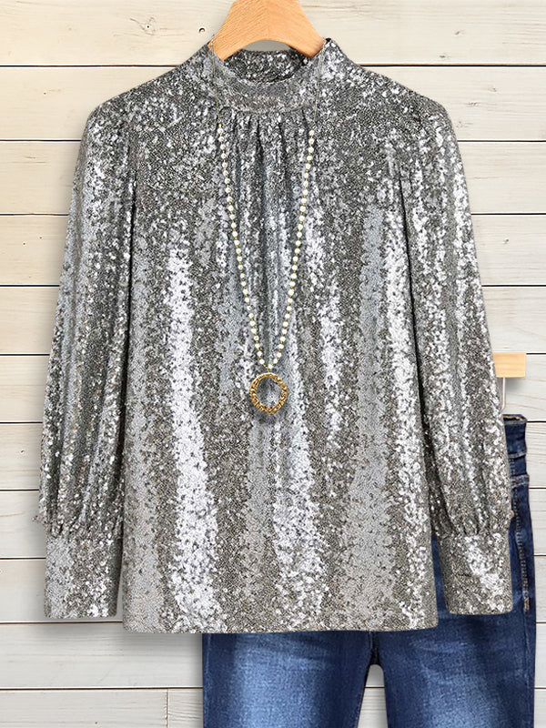 Silver Glam Sequin Blouse