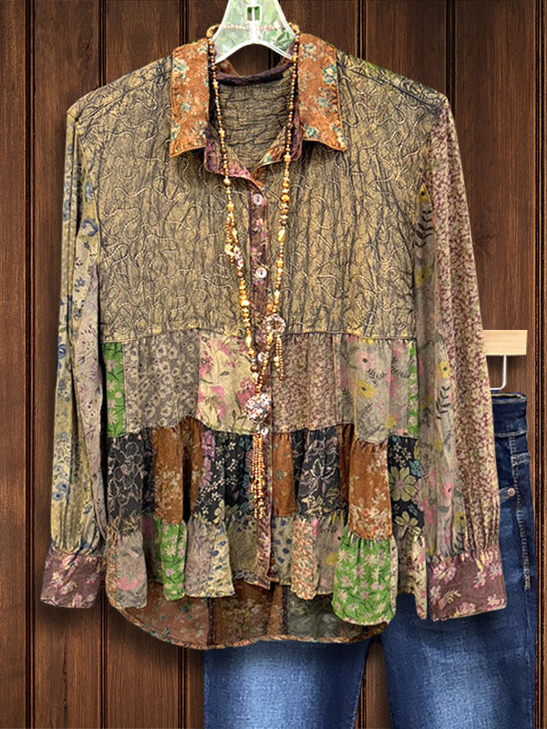 Boho Patchwork Peasant Blouse