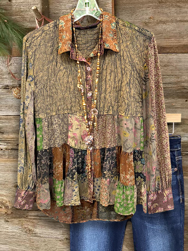 Boho Patchwork Peasant Blouse