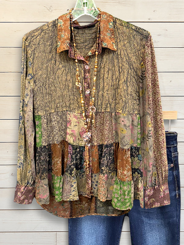 Boho Patchwork Peasant Blouse