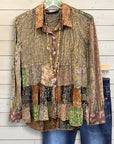 Boho Patchwork Peasant Blouse