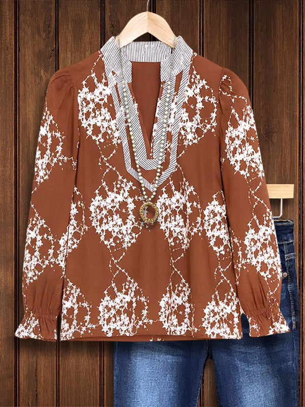 Rusty Bloom V-Neck Blouse