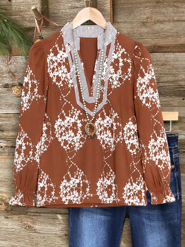 Rusty Bloom V-Neck Blouse