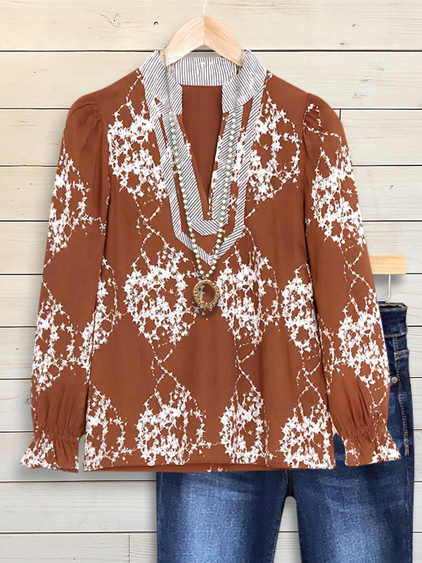 Rusty Bloom V-Neck Blouse