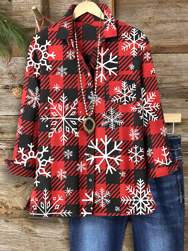Snowflake Plaid Holiday Shirt