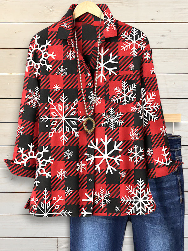 Snowflake Plaid Holiday Shirt