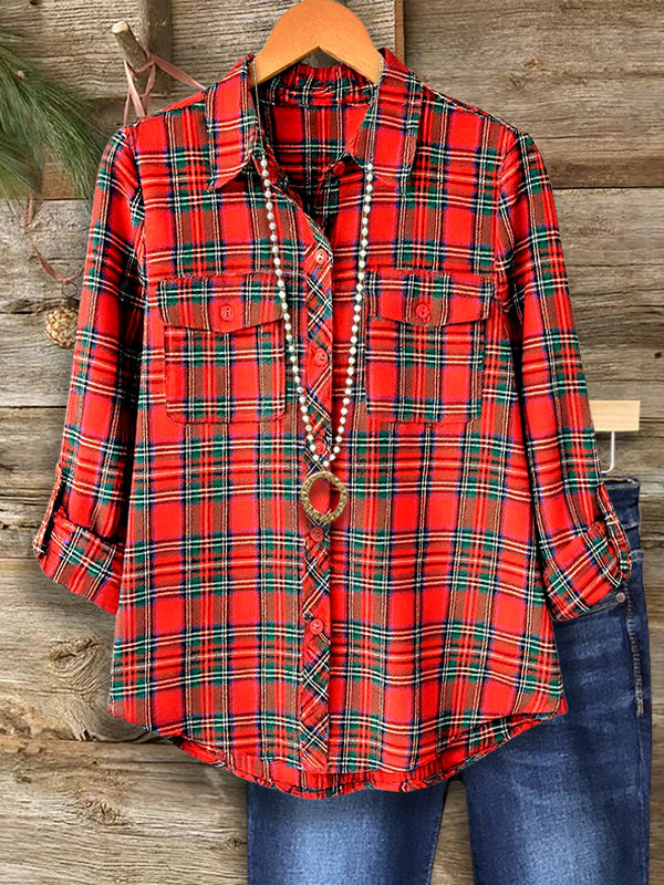 Rustic Charm Plaid Button-Up Shirt