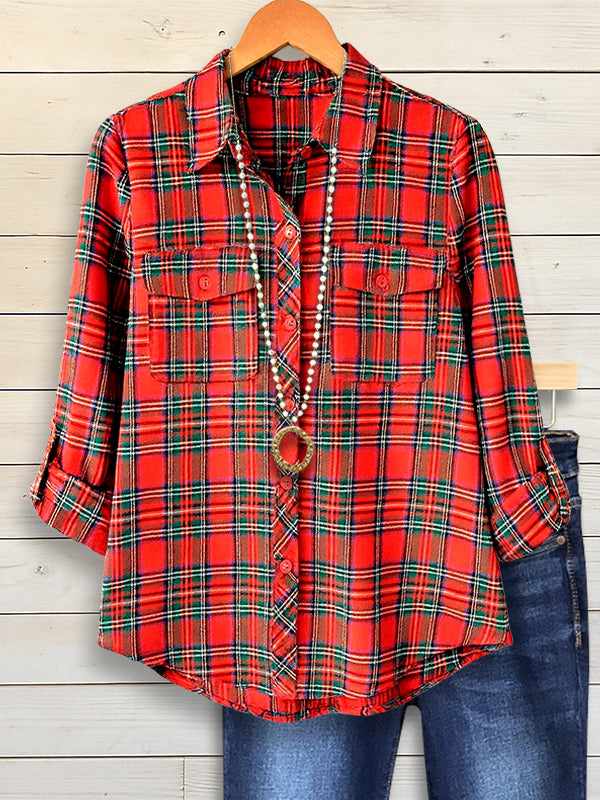 Rustic Charm Plaid Button-Up Shirt