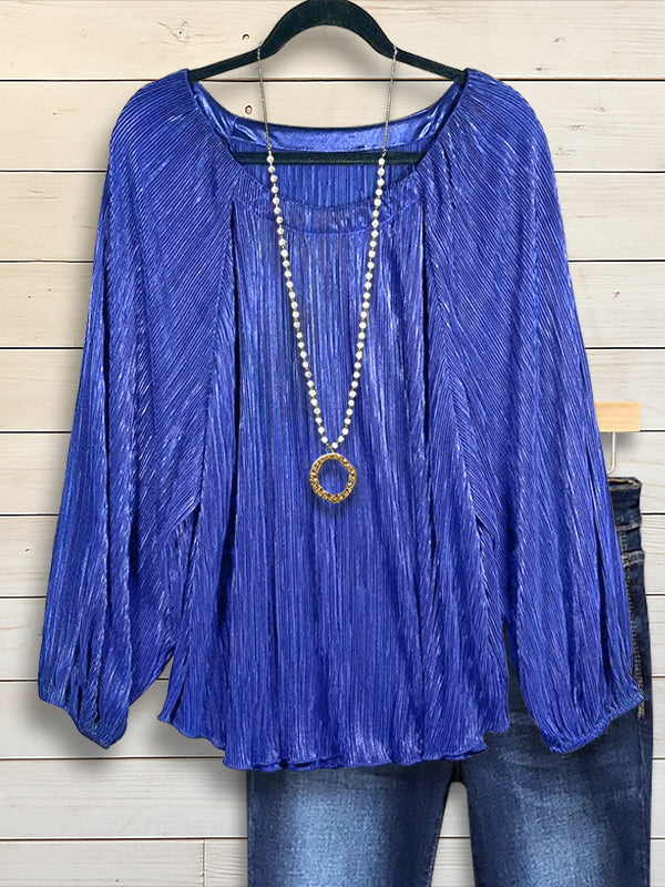 Satin Glow Pleated Blouse