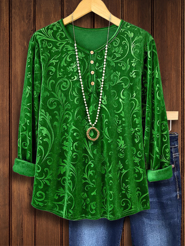 Velvet Garden Button Blouse
