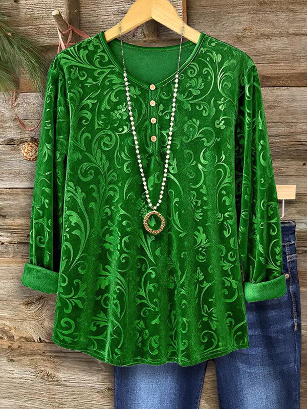 Velvet Garden Button Blouse