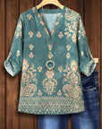 Teal Harmony Baroque Blouse