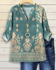 Teal Harmony Baroque Blouse