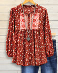 Country Bloom Pintuck Floral Blouse
