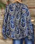 Midnight Paisley Peasant Blouse