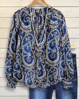 Midnight Paisley Peasant Blouse