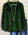 Emerald Velvet Leopard Blouse
