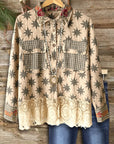 Star Patchwork Lace-Hem Shirt