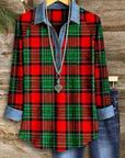 Holiday Plaid Denim-Trim Shirt