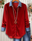 Classic Velvet Denim Patchwork Shirt