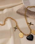 Layered Evil Eye & Cross Charm Necklace