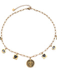 Layered Evil Eye & Cross Charm Necklace