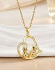 Love Forever Cat Heart Pendant Necklace