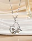 Love Forever Cat Heart Pendant Necklace