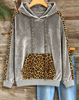 Leopard Accent Velvet Hoodie