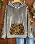 Leopard Accent Velvet Hoodie
