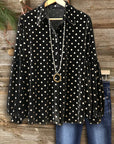 Black Polka Dot Puff Sleeve Blouse