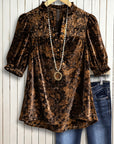 Vintage Velvet Puff-Sleeve Blouse