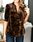 Vintage Velvet Puff-Sleeve Blouse