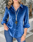 Ocean Mist Jacquard Puff-Sleeve Shirt