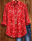 Paisley Print Roll-Tab Sleeve Shirt