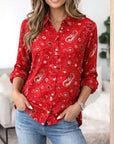 Paisley Print Roll-Tab Sleeve Shirt