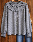Vintage Gingham Floral Embroidery Top