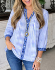 Harbor Stripe Button Blouse