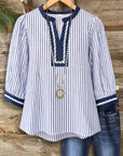 Harbor Stripe Split-Neck Shirt