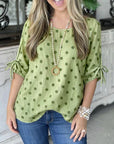 Meadow Dot Tie-Sleeve Blouse