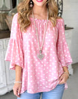 Sweet Polka Dot Peasant Top