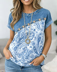 Denim Patch Paisley Relaxed Tee
