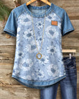 Denim Bloom Casual Tee