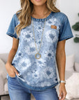 Denim Bloom Casual Tee