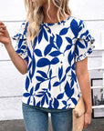 Ocean Leaf Ruffle Sleeve Tee