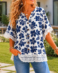 Blue Meadow Breeze Henley Blouse