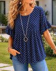 Navy Dot Swing Babydoll Top