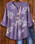 Lavender Bloom Button Top