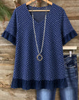 Navy Dot Lace Hem Tunic